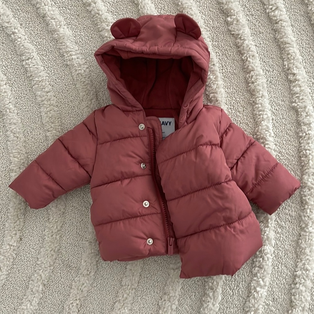 Pink puffer coat from old navy